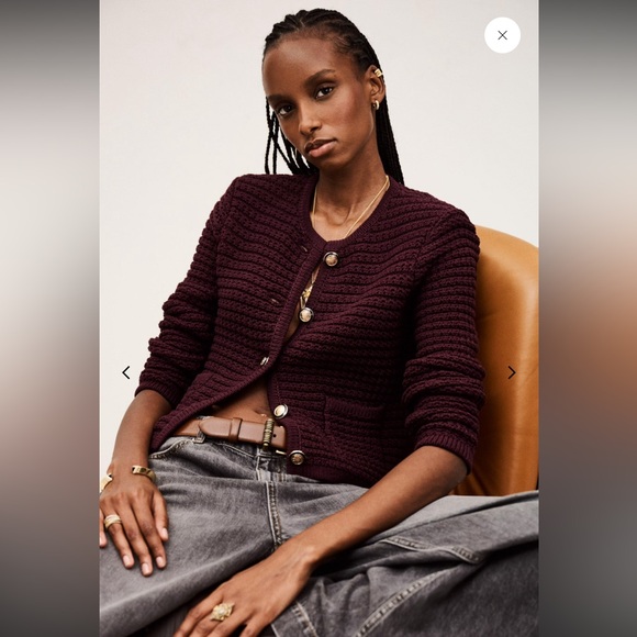 ba&sh Jackets & Blazers - NEW Ba&sh Bash Gaspard Tweed Cardigan Jacket in Burgundy Red